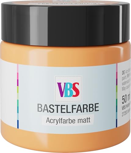 VBS Bastelfarbe 50 ml wasserfest lichtecht geruchsneutral lösungsmittelfrei hochpigmentiert matt Malfarbe Malen Farbe Farben Apricot von VBS