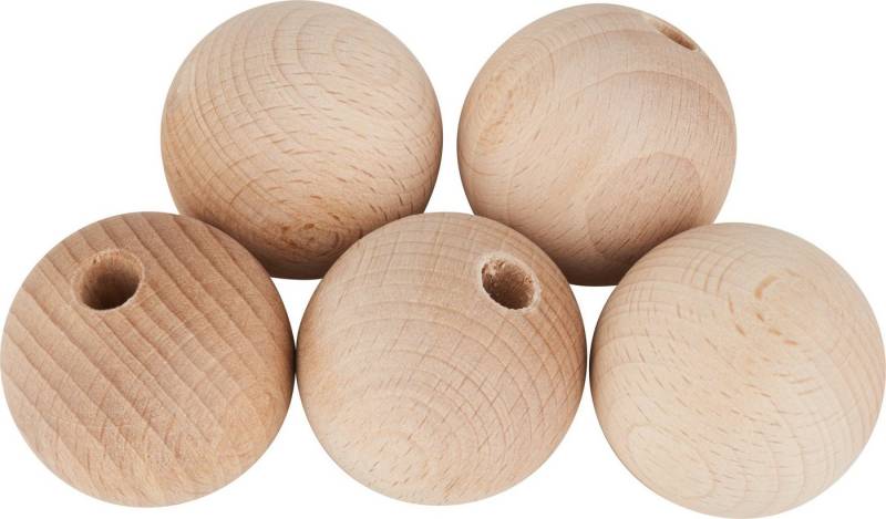 VBS Bastelperlen Holzkugeln, (5-tlg), halbgebohrt, Ø 40 mm von VBS