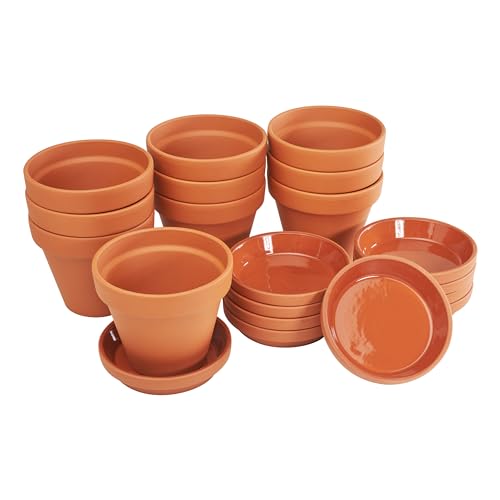 VBS Blumentopf TERRAKOTTA mit Untersetzer 10 Paar hochwertig langlebig Tontöpfe mit Bodenloch Pflanztopf Pflanzkübel Töpfe Tontopf Sukkulenten Anzuchttöpfe DIY Ø 11 cm von VBS
