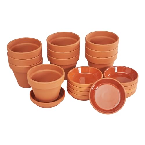 VBS Blumentopf TERRAKOTTA mit Untersetzer 10 Paar hochwertig langlebig Tontöpfe mit Bodenloch Pflanztopf Pflanzkübel Töpfe Tontopf Sukkulenten Anzuchttöpfe DIY Ø 8 cm von VBS