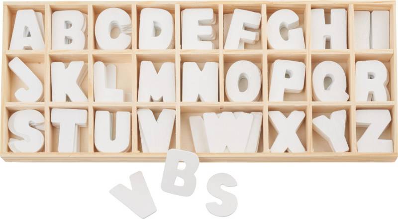 VBS Deko-Buchstaben Buchstabensortiment Holz, 156 weiße Buchstaben von VBS