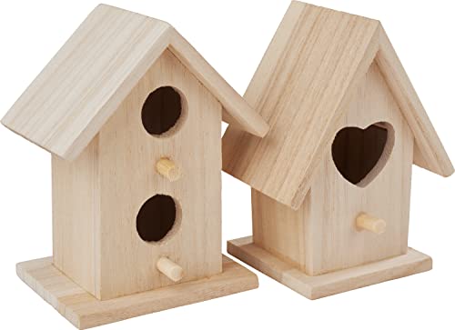 VBS Deko-Vogelhäuser Minis, 2er-Set, Rohholz, ca. 8,5x7x11,5cm, ca. 9x7x11cm von VBS