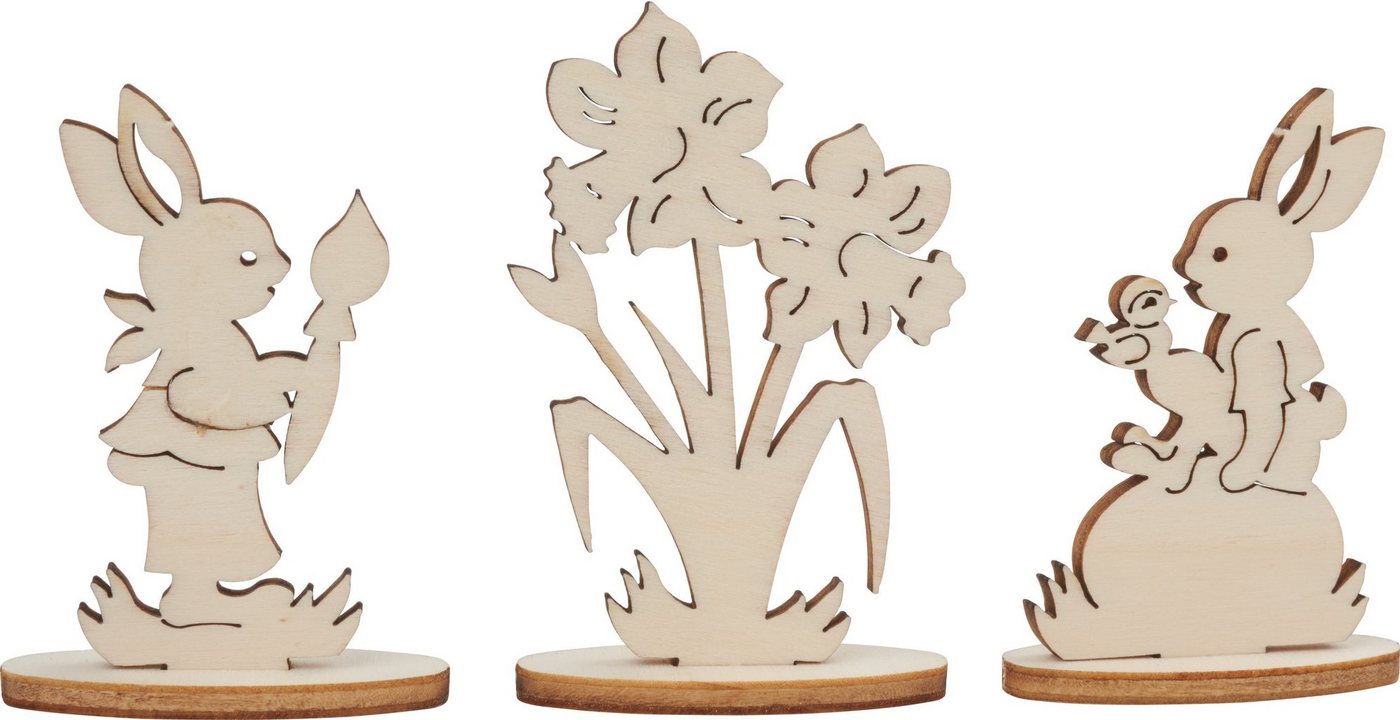 VBS Dekofigur Hasen und Narzissen (3 St), 6 Teile von VBS