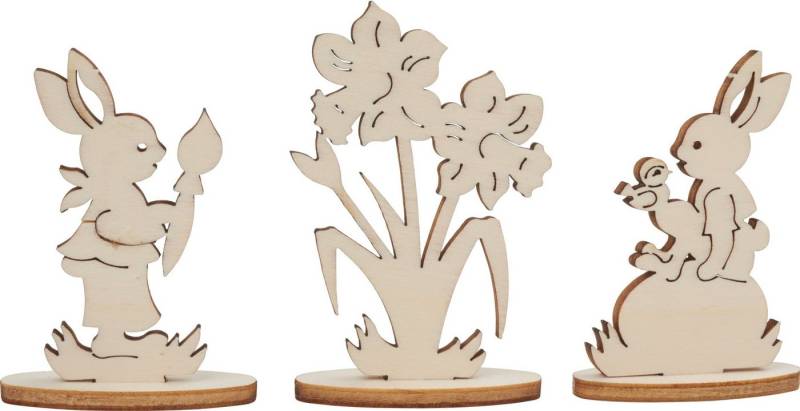 VBS Dekofigur Hasen und Narzissen (3 St), 6 Teile von VBS