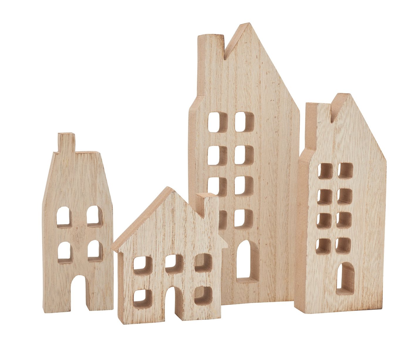 VBS Dekoobjekt Häuser-Silhouetten mit Fenster (4 St), 4er-Set von VBS