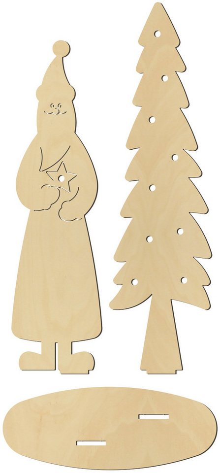 Dekoobjekt Weihnachtsmann mit Tanne, beleuchtbar, 3 Teile von OTTO