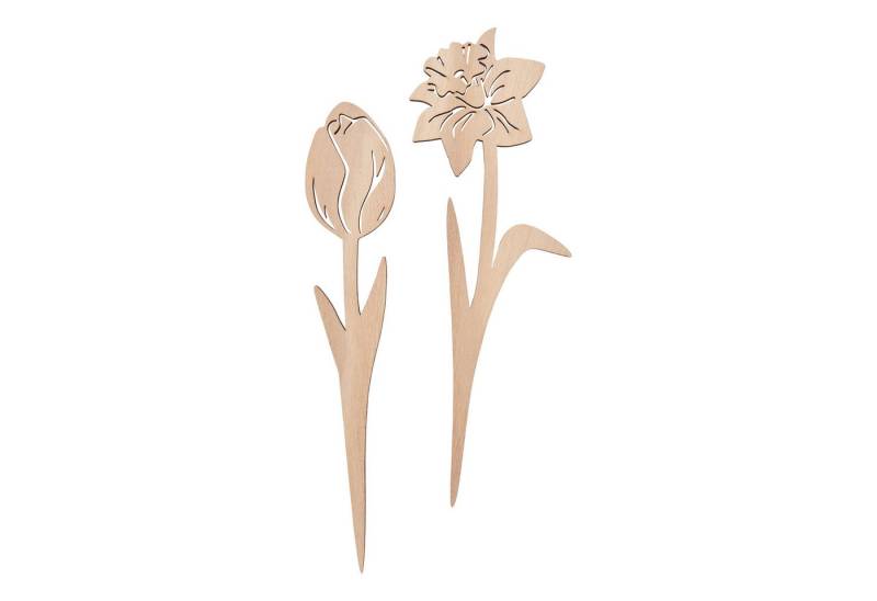 VBS Gartenstecker Holz-Stecker Blumen Tulpe und Narzisse 2 Stück von VBS