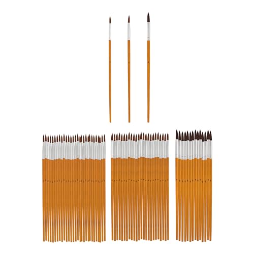 VBS XXL Rundpinsel mit Bambus-Stiel 70 Stück Synthetikhaar Gr. 6, 4 und 2 von VBS