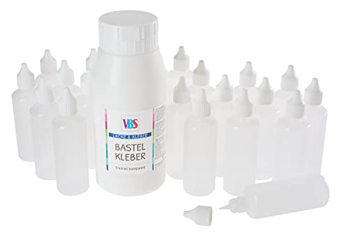 VBS XXL Bastelkleber 795g inkl. 20 Leerflaschen transparent Klebstoff von VBS