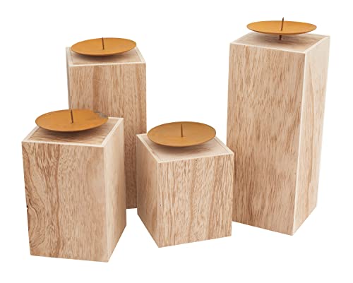 VBS Holz-Kerzenständer 4 Stück versch. Größen mit Kerzentellern von VBS