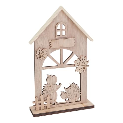 VBS Holz-Steckmotiv Igelhaus 8 Teile DIY Bastelset Echtholz Deko Tiere Gartenhaus Steckmotiv Eichhörnchen Vogelhaus von VBS