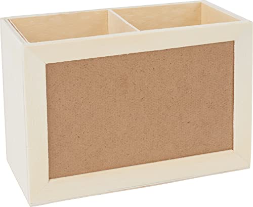 VBS Schreibtischorganizer 16x11x8cm mit 2 Fächer Stiftehalter Organizer Schreibtisch Storage Aufbewahrungsbox Holzbox Büro DIY Büroordnung basteln von VBS