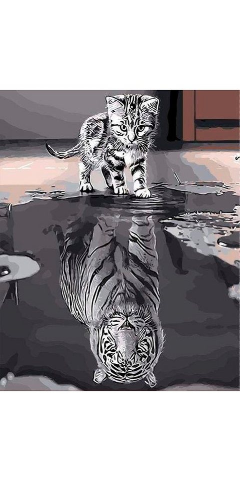 VBS Malvorlage Malen nach Zahlen Katze und Tiger, 40 cm x 50 cm auf Keilrahmen von VBS