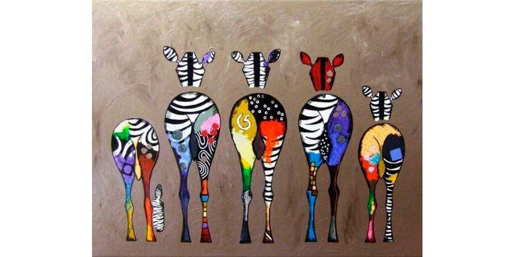 VBS Malvorlage Malen nach Zahlen Zebras, 40 cm x 50 cm auf Keilrahmen von VBS