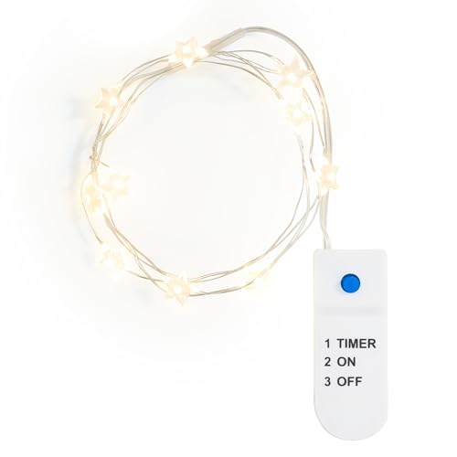 VBS Micro-LED-Lichterkette Stern mit 10 LEDs und Timer Weihnachtsbeleuchtung Deko-Lichterkette Dekoration Wohnzimmer Adventsdeko von VBS