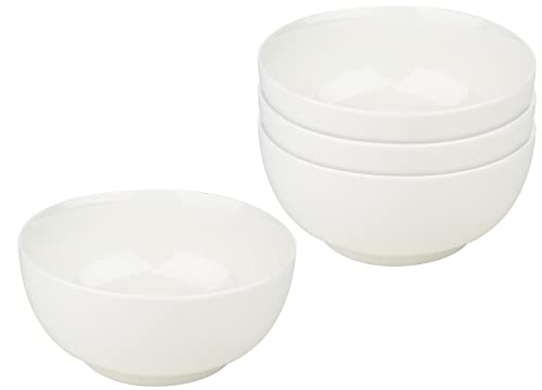 VBS Müslischale Suppenschale BOWL 13,7cmx6,5cm 500ml Salat-Schale Suppen-Schüssel Cremeweiß Porzellan 4 Stück von VBS