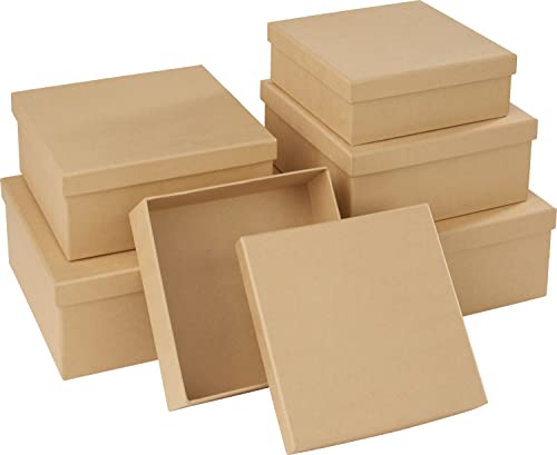 VBS Quadratschachteln aus Karton, naturfarben, 6er-Set von VBS