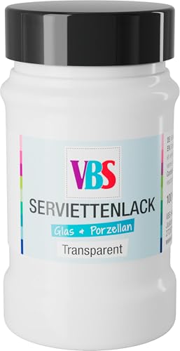 VBS Serviettenlack Glas Porzellan 100ml für Glas Porzellan Servietten Lichtecht Wasserbasis Wasserfest Geruchsneutral von VBS