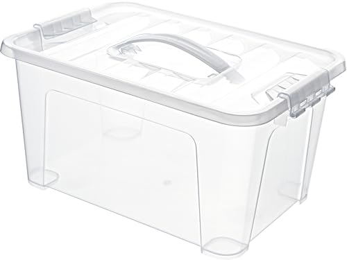 VBS Stapel-Box mit verschließbarem blauem Deckel 32,5x23,5x17cm transparent von VBS