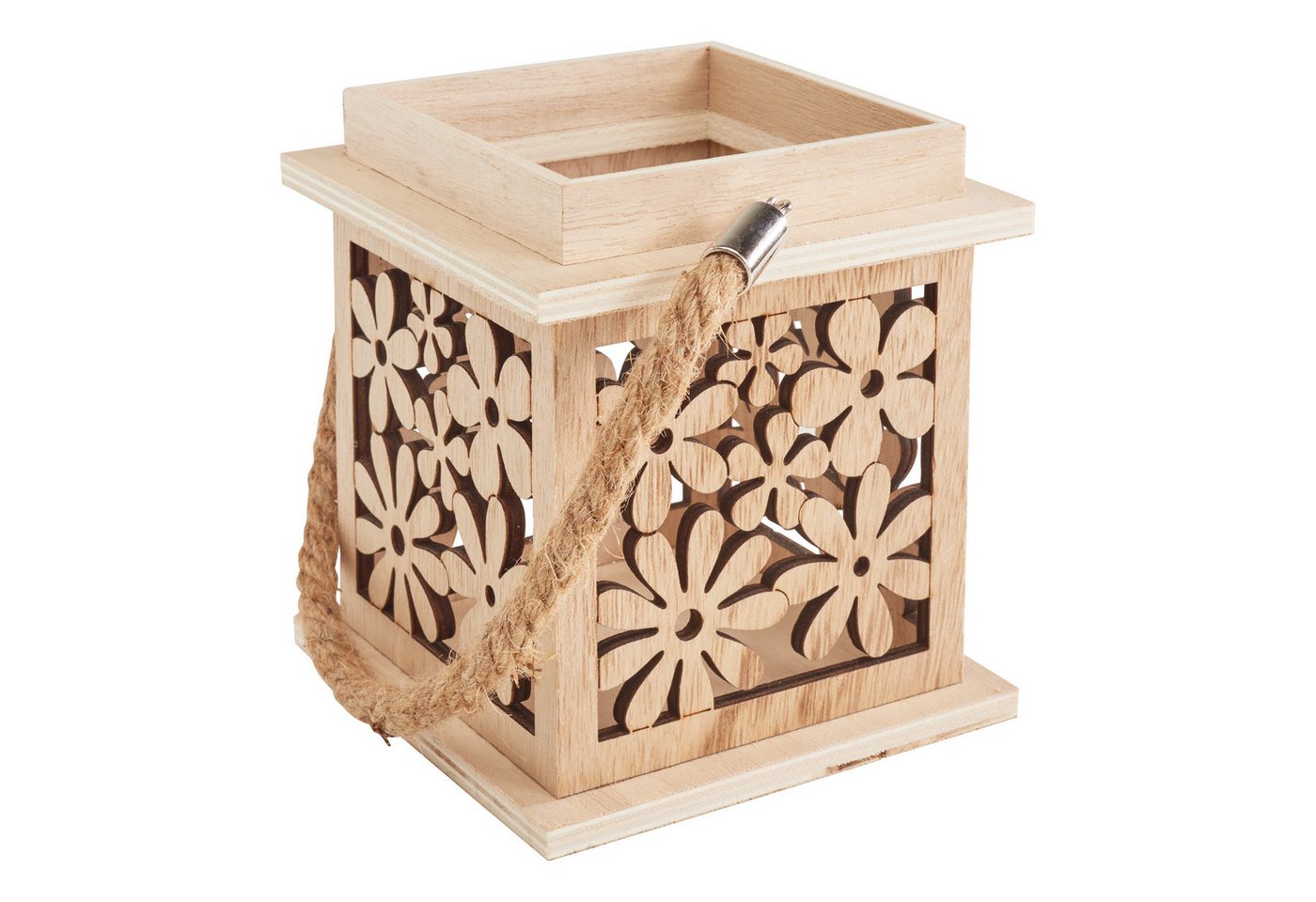 VBS Windlicht Laterne Blumen, Holz furniert 13 cm x 11,5 cm x 11,5 cm von VBS