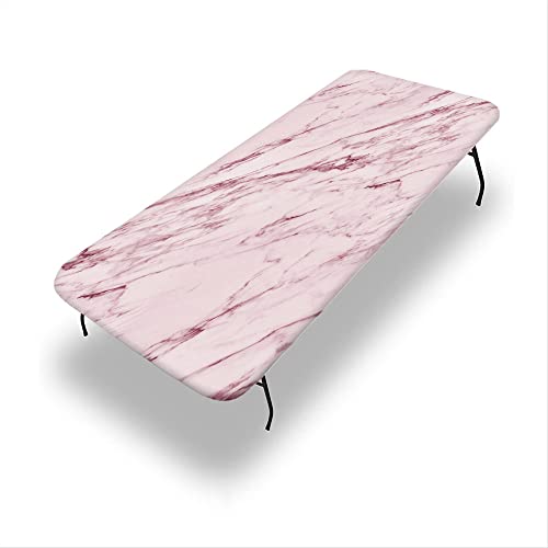 VBTGVE Marmor-Tischdecke für den Außenbereich, Marmor-Textur, wasserdicht und abwischbar, passgenaue Klapptischabdeckung, passend für rechteckige Tische, 76,2 x 213,4 cm von VBTGVE