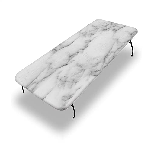 VBTGVE Marmor-Tischdecke mit elastischem Rand, Marmor-Textur, wasserdicht und abwischbar, passgenaue Klapptischabdeckung, passend für rechteckige Tische mit den Maßen 111,8 x 193 cm von VBTGVE