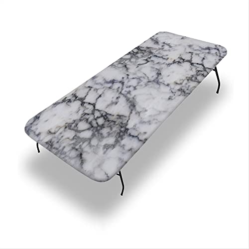 VBTGVE Marmor-Tischdecke mit elastischem Rand, Marmor-Textur, wasserdicht und abwischbar, passgenaue Klapptischabdeckung, passend für rechteckige Tische mit den Maßen 111,8 x 193 cm von VBTGVE