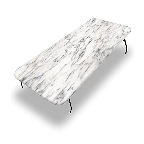 VBTGVE Marmor-Tischdecke mit elastischem Rand, Marmor-Textur, wasserdicht und abwischbar, passgenaue Klapptischabdeckung, passend für rechteckige Tische mit den Maßen 76,2 x 152,4 cm von VBTGVE