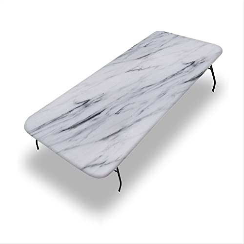 VBTGVE Rechteckige, elastische Marmor-Tischdecke, Marmor-Textur, wasserdicht und abwischbar, passend für rechteckige Tische mit den Maßen 91,4 x 271,8 cm von VBTGVE