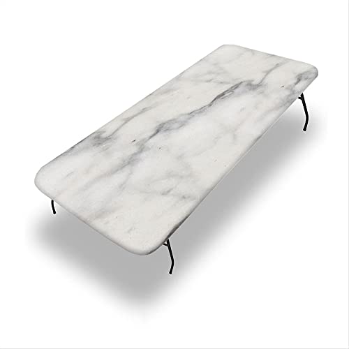 VBTGVE Rechteckige, elastische Tischdecke aus Marmor, Marmor-Textur, wasserdicht und abwischbar, passgenaue Klapptischabdeckung, passend für rechteckige Tische mit den Maßen 111,8 x 208,3 cm von VBTGVE