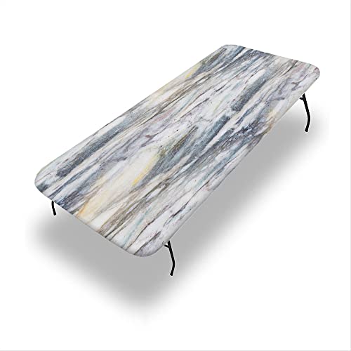 VBTGVE Rechteckige Marmor-Tischdecke, Marmor-Textur, waschbare Picknick-Tischdecke, flexible Tischdecke, passend für rechteckige Tische mit den Maßen 111,8 x 193 cm von VBTGVE