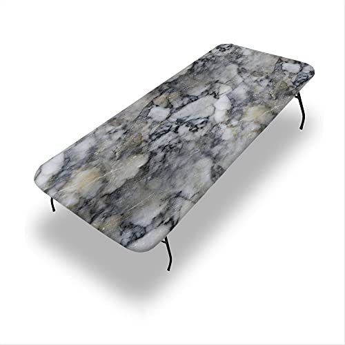 VBTGVE Tischdecke aus Marmor mit elastischem Rand, Marmor-Textur, geeignet für Camping, Partys und Picknick, passend für rechteckige Tische mit den Maßen 76,2 x 152,4 cm von VBTGVE