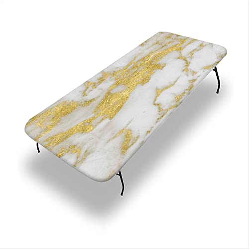 VBTGVE Tischdecke aus Marmor mit elastischem Rand, Marmor-Textur, geeignet für Camping, Partys und Picknick, passend für rechteckige Tische mit den Maßen 76,2 x 152,4 cm von VBTGVE