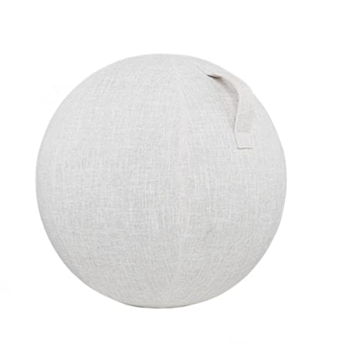 Kugelstuhl Stoffbezug, Pilates-Yoga-Ballstuhl Schreibtisch Hause, Schwangerschaftsball Und Balanceballsitz Linderung Rückenschmerzen, Verbesserung Körperhaltung, Geburtsball Schwangerschaft,Beige,55cm von VBVARV