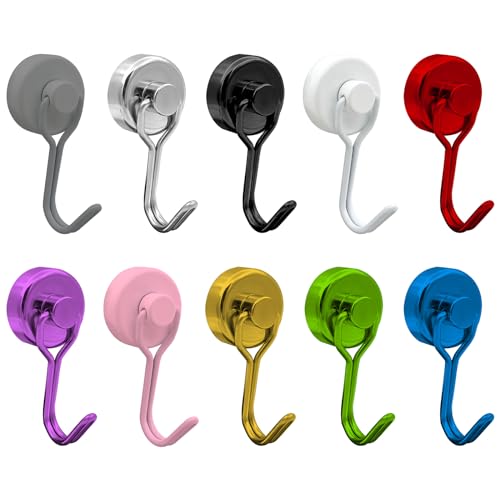 VBXPOU 10 Stück Magnethaken Extra Stark 20mm Magnet Haken 360 Grad Drehbar Neodym Magnete Haken für Küche Schließfächer Schlafzimmer Büro Schließfächer, Horizontale Belastung 15 kg von VBXPOU
