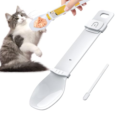VBXPOU Katzensnack Katzenfutter Löffel, Cat Treats Spoon Katzenfutter Behälter Katze Nassfutter Feeder Glückliche Löffel mit Rührstab Design, Hängende Design von VBXPOU