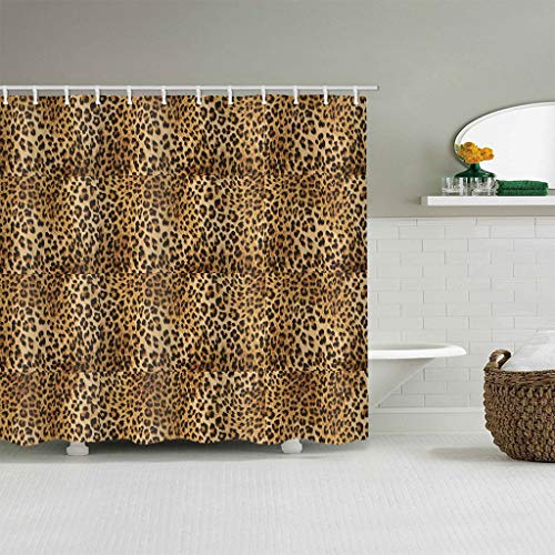 VBYEBNDB Anti-Schimmel Wasserdicht Duschvorhang 3D Leopardenmuster Mit Haken Polyester Duschvorhang Mit Motiv 180X180Cm von VBYEBNDB