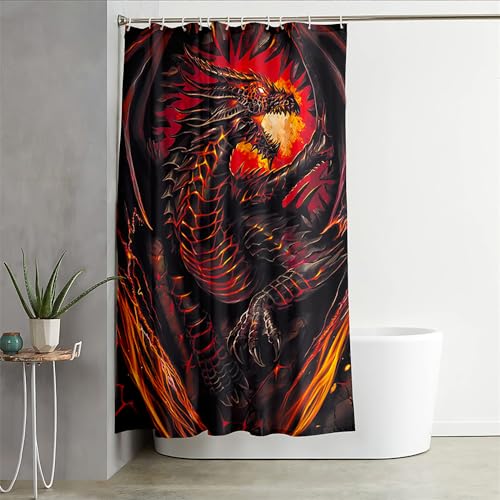 VBYEBNDB Drachen Duschvorhang 3D Mit Haken Wasserdicht Duschvorhang Mit Motiv Polyester Anti-Schimmel 150X180Cm VBYEBNDB Drachen Duschvorhang 3D Mit Haken Wasserdicht Duschvorhang Mit Motiv Polyester Anti-Schimmel 150X180Cm von VBYEBNDB