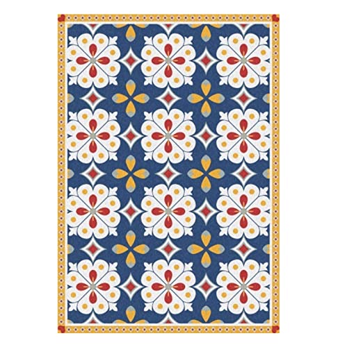 VCADEN Teppich Taracarpet Creative Home Rug Rechteckiger Teppich Vintage Denim Flower Für Schlafzimmer Wohnzimmerteppich Teppichen (Color : A, Size : 80X120CM) von VCADEN