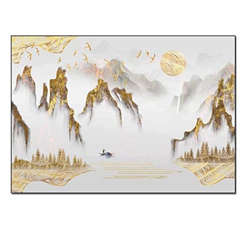 VCADEN Teppich Taracarpet Heimteppiche Weicher Teppich Licht Luxus Golden Ink Landschaft Wohnen Für Zimmer Wohnzimmerteppich Teppichen (Color : A, Size : 80X120CM) von VCADEN