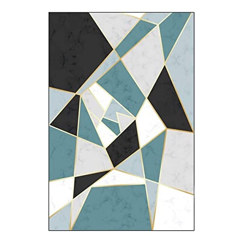 VCADEN Teppich Taracarpet Home Area Rug Rechteckiger Teppich Marmorierung Schwarz Grün Unregelmäßige Geometrie Wohnzimmerteppich Teppichen (Color : A, Size : 150X170CM) von VCADEN
