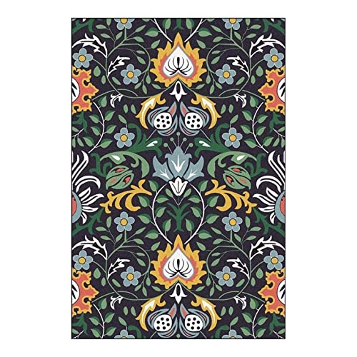 VCADEN Teppich Taracarpet Home Area Rug Rechteckiger Vintage-Teppich Mit Pflanzenblumen Für Wohnzimmer Wohnzimmerteppich Teppichen (Color : A, Size : 150X200CM) von VCADEN