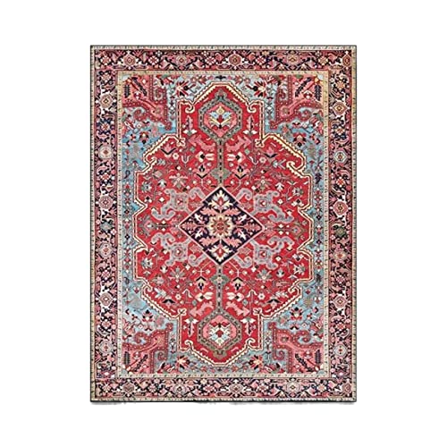 VCADEN Teppich Taracarpet Rechteckiger Teppich Für Den Wohnbereich Im Europäischen Stil Mit Roten Blumen Für Das Wohnzimmer Wohnzimmerteppich Teppichen (Color : A, Size : 80X160CM) von VCADEN