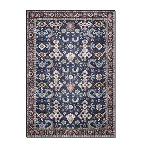 VCADEN Teppich Taracarpet Startseite Teppiche Weicher Teppich Retro Blaue Blumen Wohnzimmer Schlafzimmer Zimmer Wohnzimmerteppich Teppichen (Color : A, Size : 120X160CM) von VCADEN