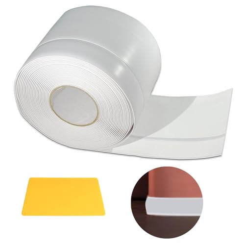 VCANIVR Weichsockelleiste Selbstklebend 6M, 50x20 mm PVC, Wasserfest, Weiß, Flexibel für Küche und Bad, Selbstklebend, Einfache Montage von VCANIVR