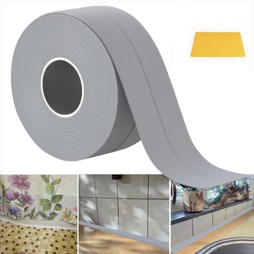 Weichsockelleiste Selbstklebend Weiß 2x2cm 6M Sockelleiste Selbstklebende PVC Weichsockelleiste Flexibel Fussleisten Selbstklebend Flexible Knickleiste für Küche Bad Badezimmer von VCANIVR