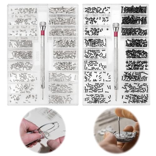 1000 Stück Winzige Mikroschrauben Brillenschrauben Kit Kleine Schrauben Set Mini Schrauben Kit Reparatur Mikroschrauben mit Schraubendreher 18 Größen Ersatzschrauben für Brillen, Uhren, Maus, Laptop von VCCAHIJK