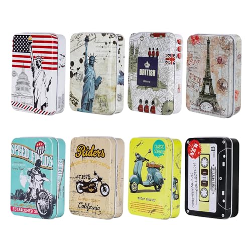8 Stück Metalldosen mit Deckel Blechdose Tin Box Metall Boxen Scharnierdose Rechteckige Bonbondose Mini Eisen Blechdose Bunt für Biskuit Süßigkeiten Tee Schmuck Kleinen Gegenständen 9 x 6,5 x 2,5cm von VCCAHIJK