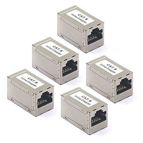 VCE RJ45 Kupplung Cat6, Lan Kabel Verlängerung, Netzwerkkabel Verbinder, Patchkabel Adapter, POE Cat6 RJ45 LANVerbindung, 5 Stück, für Switch / TV / PS4 / ADSL / Modem / TV Box / Router / PC von VCE
