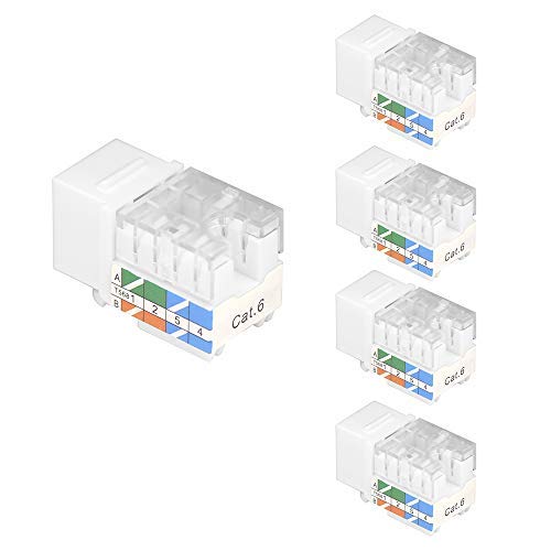 VCE 5 Stück Cat6 RJ45 90 Grad Keystone Jack Einsatz, Ethernet UTP Cat 6 Keystone Punch Down Stand von VCE